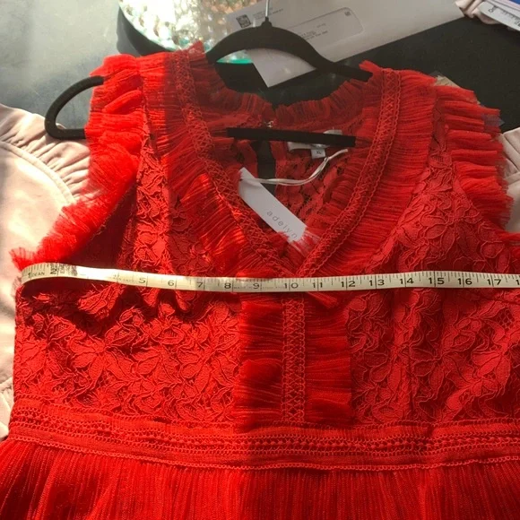 Adelyn Rae Red Lace Ruffle Mini Dress - Picture 6 of 8